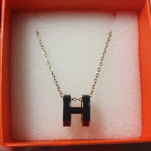 Gold and Black Pendant Necklace